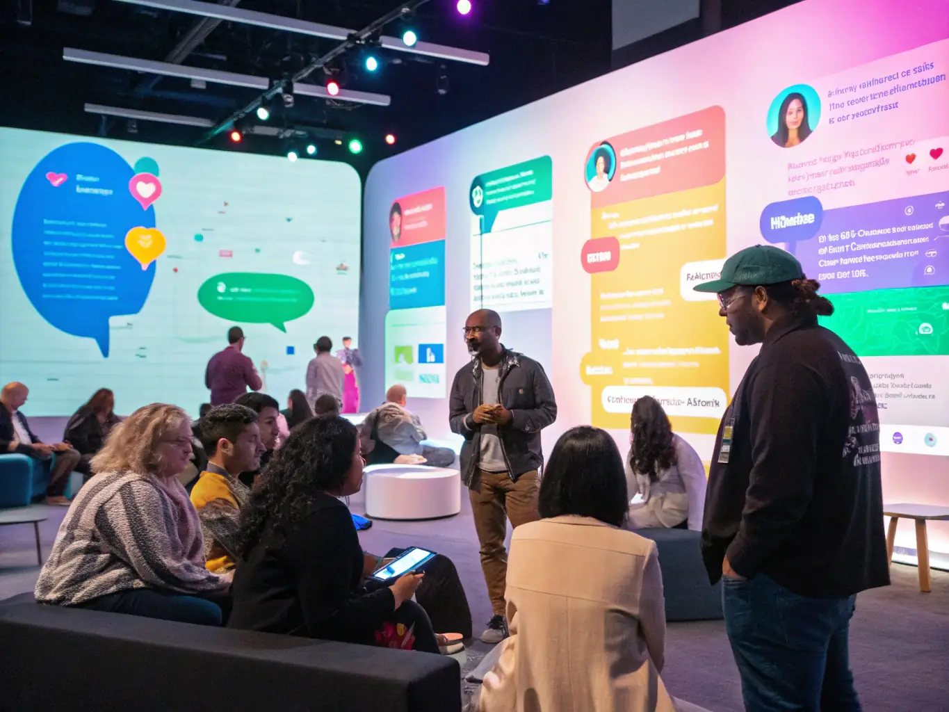 A vibrant community forum interface with AI-driven content recommendations and personalized user experiences, showcasing the AI Community Interaction feature of Sugar Heart Vlog.