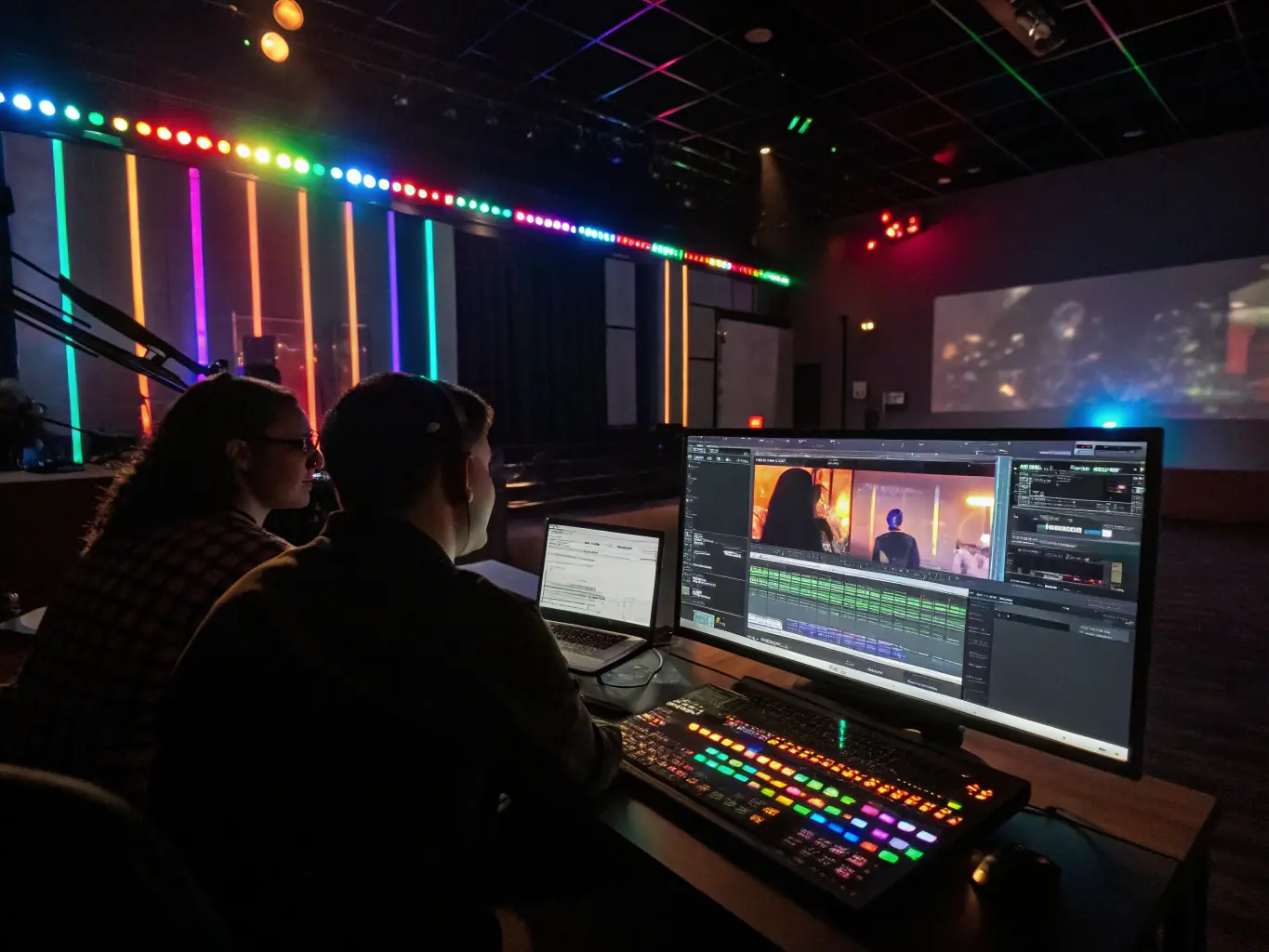 A sleek interface showcasing AI-assisted editing tools with a preview of a short film being edited in real-time, highlighting the AI Film and Television Production feature of Sugar Heart Vlog.